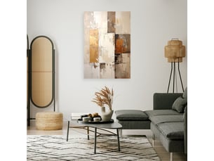 Toile imprimée, abstraction en beige et doré 70x100