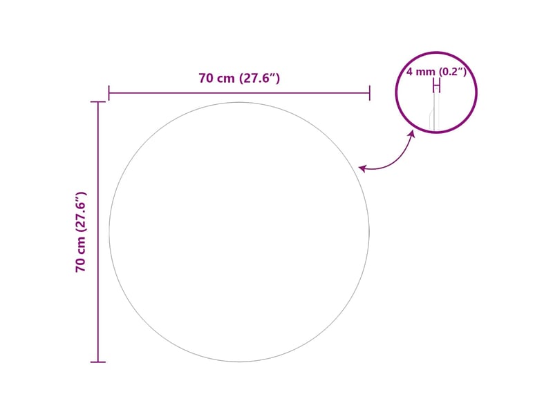  Miroir mural rond ø 70 cm verre trempé cf62876  - Conforama E