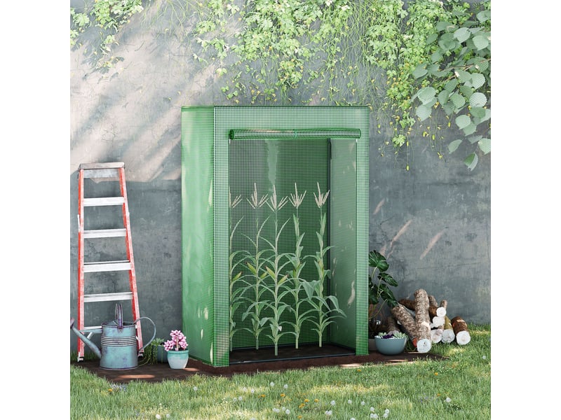 Serre de jardin, serre de balcon, bâche renforcée pe, châssis en acier, porte zippée enroulable, 100 x 50 x 150 cm vert - Conforama D