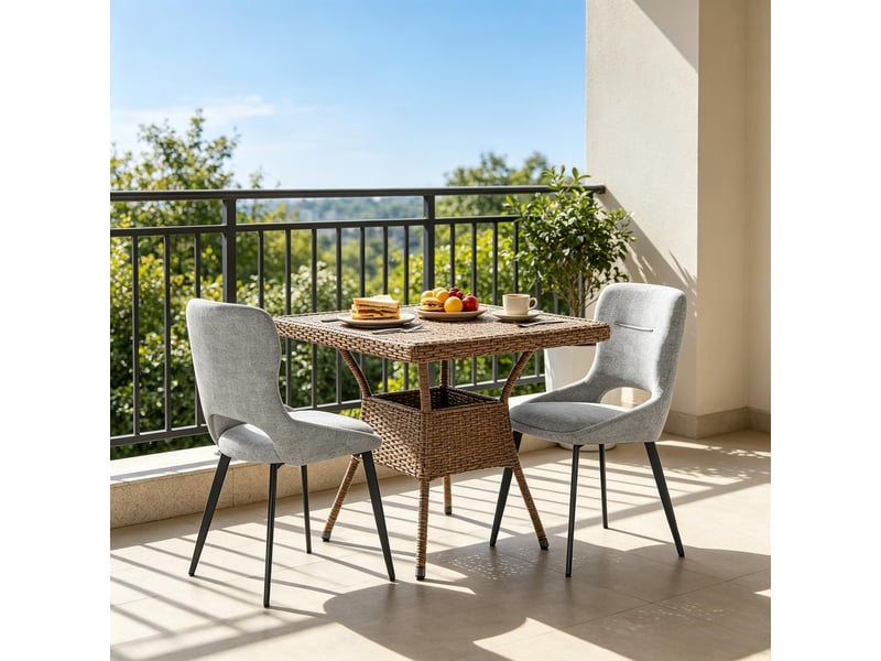  Chaises de salle à manger lot de 2 à dossier perforé  - assise ergonomique en chenille et métal gris  - Conforama B