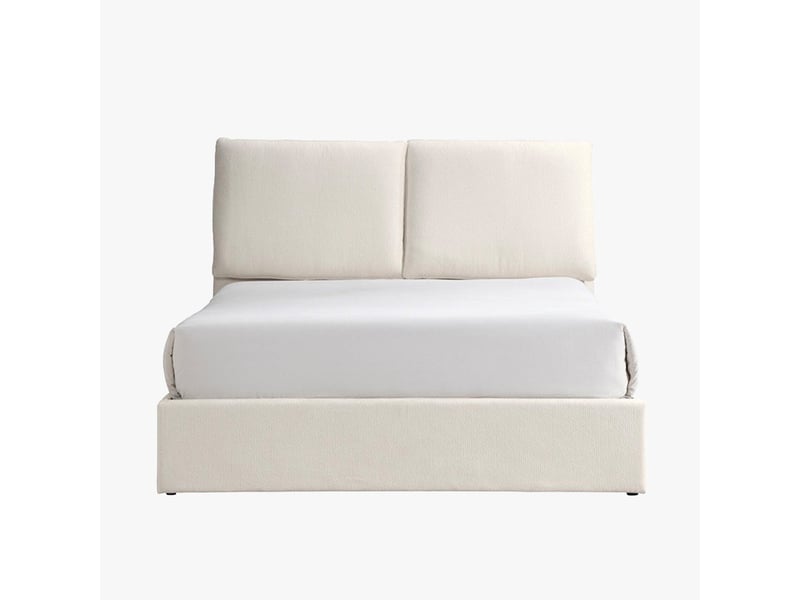  Lit double en tissu beige avec coffre 140x190 cm ZYRA-140X190-BEI - Conforama A