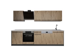 Vicco cuisine, chêne artisananthracite, 280cm plan de travail marbre