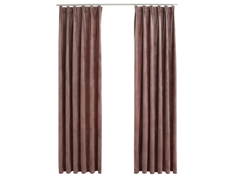  Lot de 2 rideaux occultant, rideaux black-out et crochet velours rose antique 140x245cm cf43984  - Conforama A