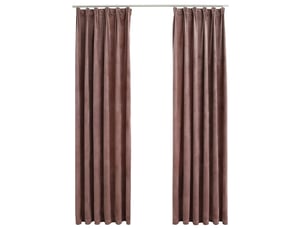 Lot de 2 rideaux occultant, rideaux black-out et crochet velours rose antique 140x245cm cf43984