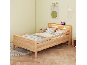 Lit simple 90x200 cm MEUBLIV coloris naturel