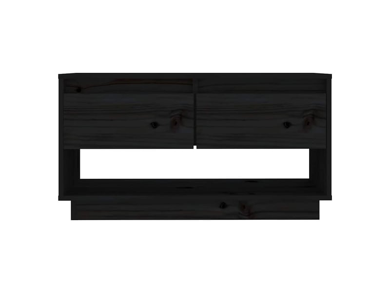  Meuble tv - banc tv - meuble de rangement noir 74x34x40 cm bois de pin massif  - Conforama C