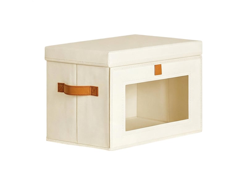 Lot de 1 bacs de rangement pliables en non-tissé beige avec fenêtre – organiseur pour vêtements et dressing - Conforama A