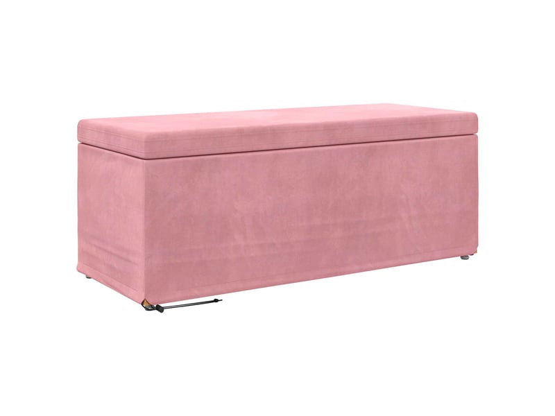  Tabouret bas, ottoman rose 101x41x40 cm velours et bois composite  - Conforama A