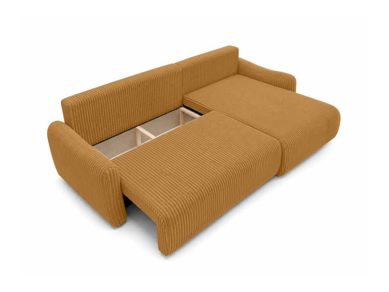  Apoline - canapé d'angle réversible convertible 4 places avec coffre en velours côtelé  - Conforama D