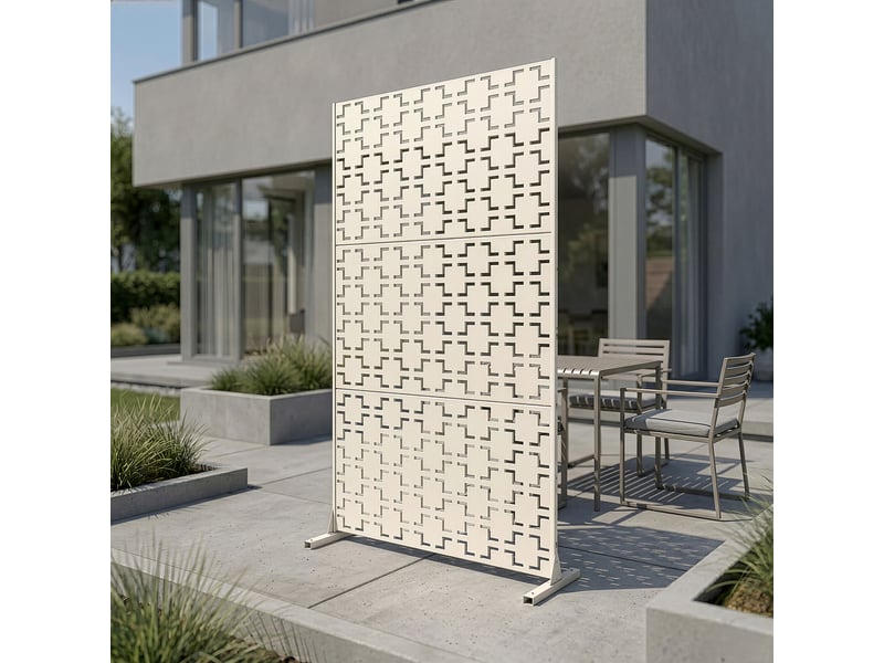 Cloison de séparation basciano pour extérieur et intérieur acier galvanisé 180 x 90 x 40 cm beige ail casa.pro Basciano - Conforama C