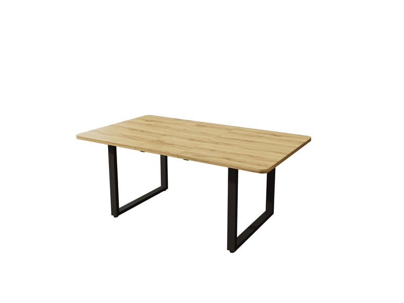  Table à manger extensible 140180220 x 80 cm – naturel – 6 à 10 personnes, pieds métalliques noirs  - Conforama D