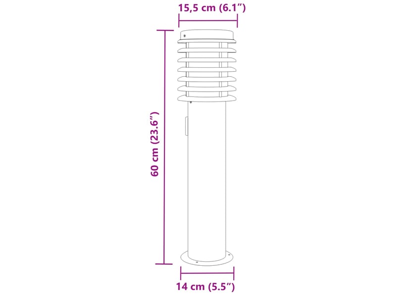  Lot de 3 lampadaires d'extérieur avec prise intégrée jardin 14 x 14 x 60 cm en acier inoxydable argenté 02_0056636  - Conforama E