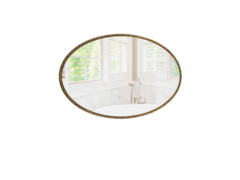  Miroir mural ovale rétro doré en fer, effet antique, pour salle de bain, chambre et salon  - Conforama A