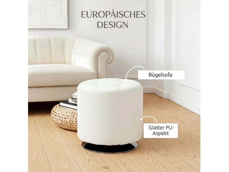  Repose-pieds pivotant rond 45,5x44,5 cm en polyuréthane (pu) blanc  - Conforama D