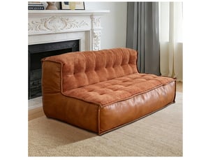 Canapé droit compressé fixe <strong>MODENVIE</strong> <strong></strong> 2 places Tissu marron
