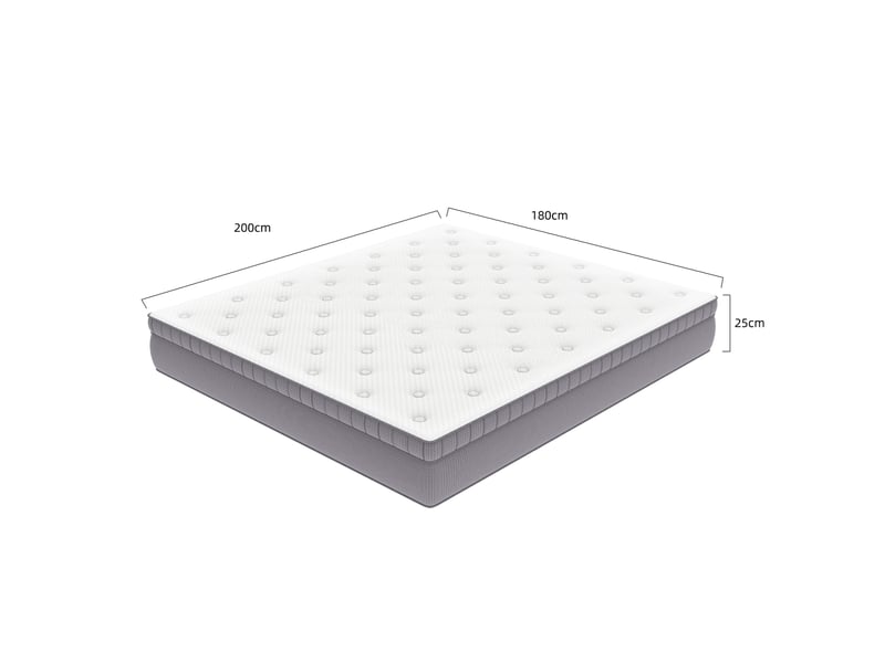  Matelas 180x200 cm h3 hauteur 25 cm en mousse et ressorts ensachés, blanc ancien  - Conforama C