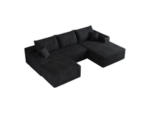 Canapé d'angle, canapé modulable, assise profonde, livré monté, design moderne, 270 cm, pour salon, chambre, noir, appartement