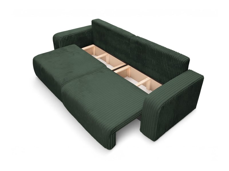  Canapé droit 3 places alya convertible en velours côtelé épais - vert foncé ALYA - Conforama C