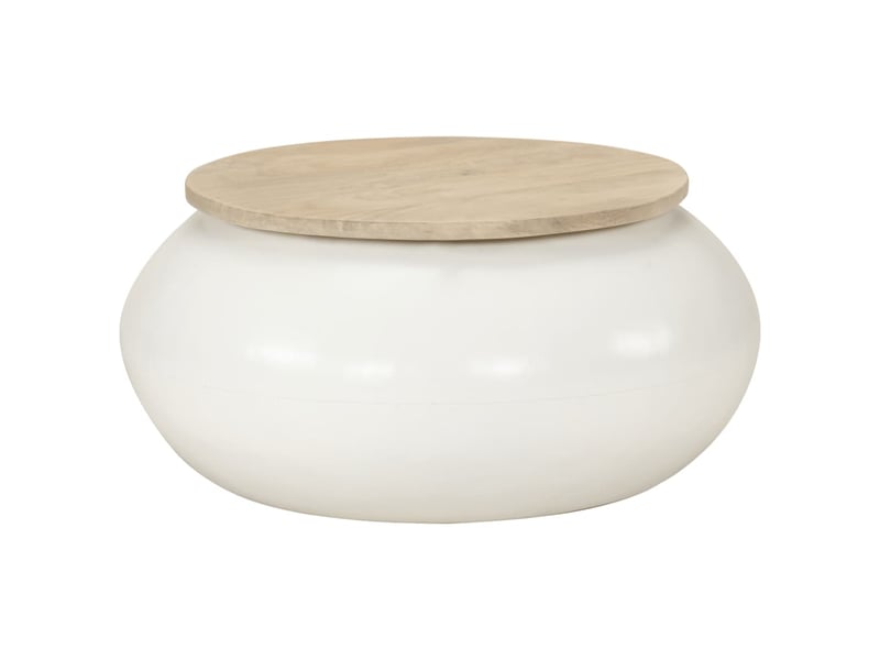 Table basse | table d'appoint salon blanc 51x51x27 cm bois de manguier massif  - Conforama A