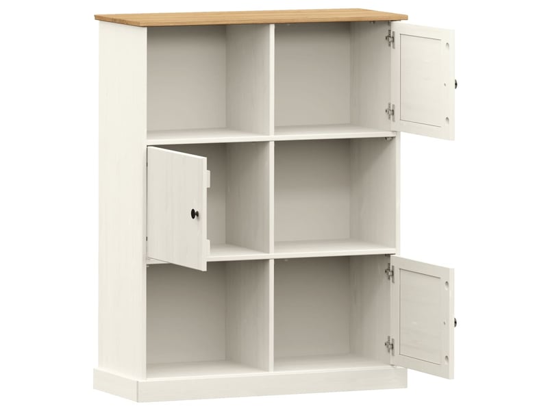  Bibliothèque, meuble de rangement salon vigo blanc 90x35x114,5 cm bois massif de pin  - Conforama E