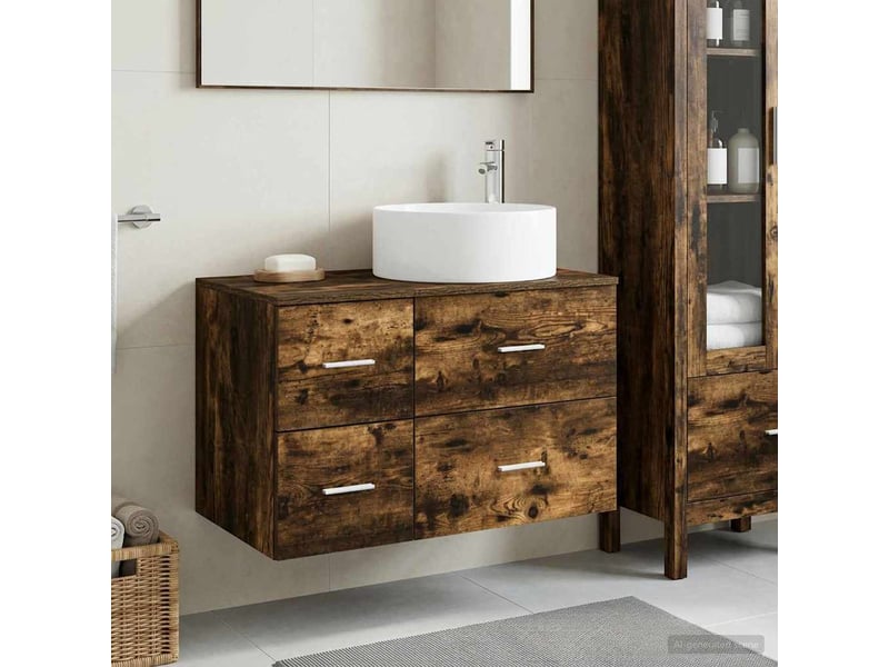  Ensemble de mobilier de salle de bain 2 pc chêne fumé cf64082  - Conforama B