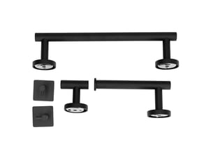 Porte serviette en acier inoxydable, noir, ensemble de 5 pièces, preuve de rouille, bords