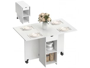 Table à manger pliante, table de cuisine extensible pour 2 à 4 personnes, 2 abattants, 120 x 72 x 75 cm, blanc