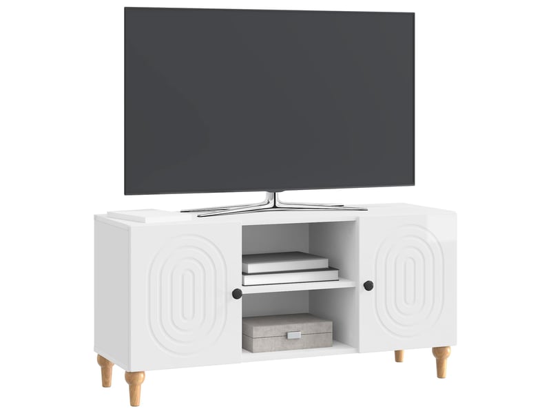  Meuble tv - banc tv - meuble de rangement blanc brillant 102 x 34,5 x 50 cm bois d'ingénierie  - Conforama C