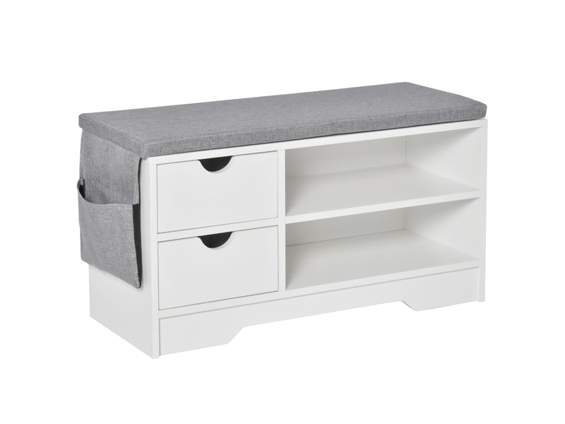  Étagère à chaussures gain de place, banc à chaussures en bois, meuble à chaussures d'entrée, blanc, 80,5 x 30,5 x 43,5 cm  - Conforama A