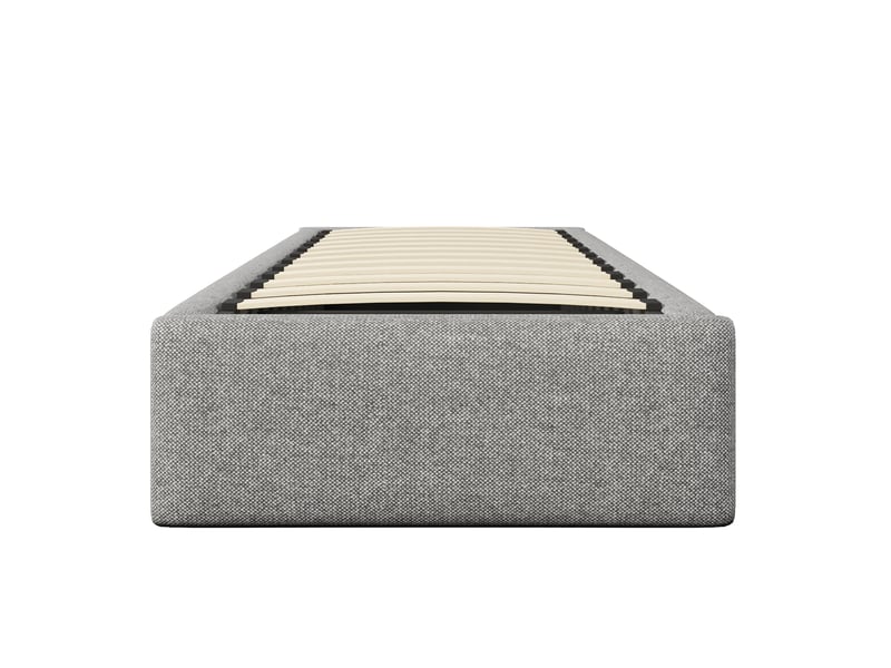  Lit rembourré gris 90x200 cm sans tête de lit, rangement hydraulique et 1 tiroir  - Conforama E