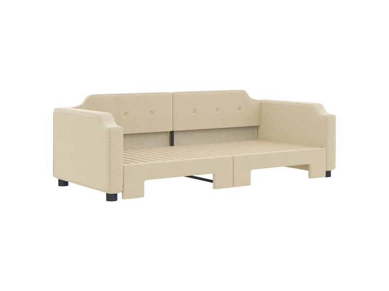 Lit simple- lit adulte - lit de jour avec gigogne sans matelas crème 90x200 cm - Conforama B