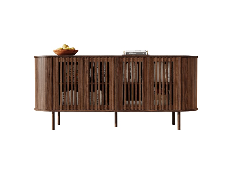 Buffet bas 160x40x70 cm noyer avec étagères réglables, portes coulissantes Fay Lum - Conforama A