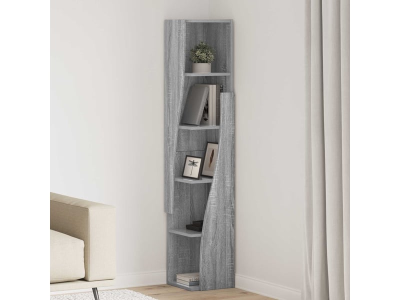  Meuble d'angle, meuble de rangement salon 27,5x27x140cm bois d'ingénierie gris sonoma  - Conforama B