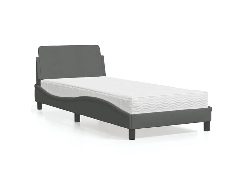  Lit avec matelas dover gris foncé 80x200 cm tissu  - Conforama A