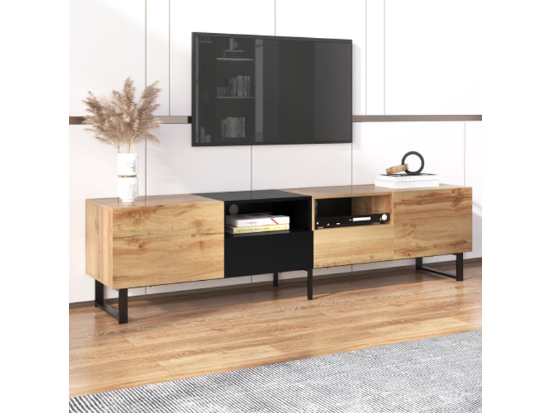  Meuble tv naturel 190 cm mdf meuble tv bois clair - Conforama D
