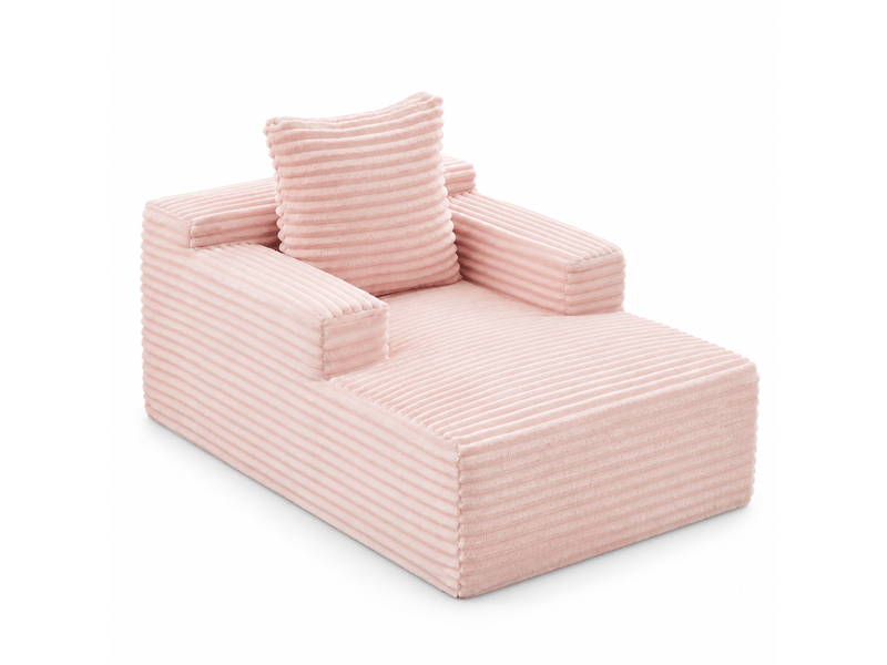  Méridienne convertible en velours côtelé rose, mousse haute densité et ressorts ensachés IKSETERA TRADING LTD - Conforama A