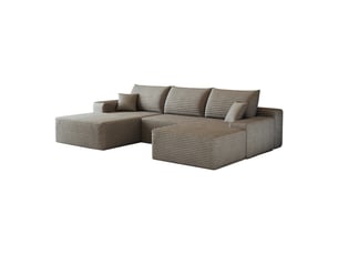 Canapé d’angle modulable 270 x 175 x 83 cm 3 places avec pouf, méridienne en l, sans montage, camel
