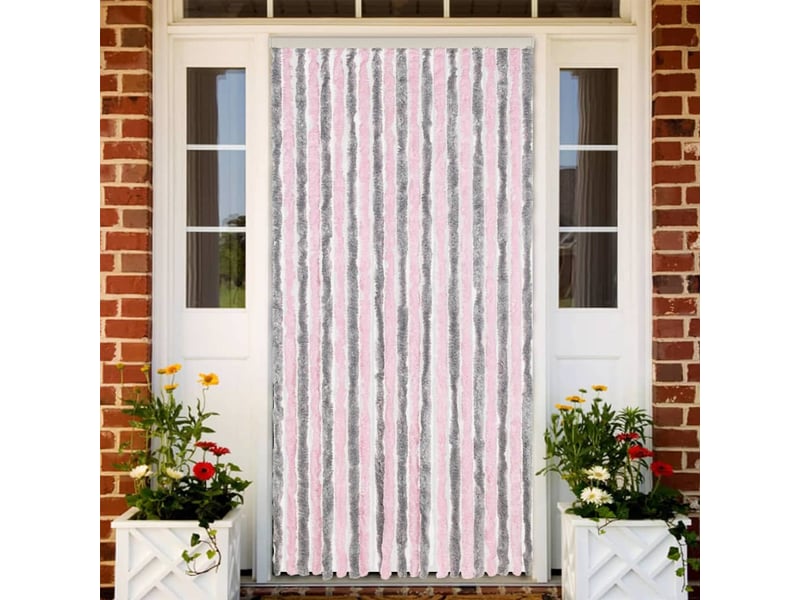  Rideau anti-mouches, moustiquaire gris argenté et rose 90x200 cm chenille cf43528  - Conforama B