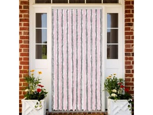 Rideau anti-mouches, moustiquaire gris argenté et rose 90x200 cm chenille cf43528
