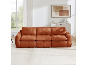 Canapé droit compressé fixe <strong></strong> <strong>Fay Lum</strong> 3 places Tissu orange