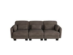 Canapé droit compressé fixe OKWISH  3 places Tissu marron