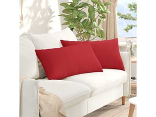 Lot de 2 coussins de canapé, coussins décoratifs tissu rouge 80 x 40 cm cf58948