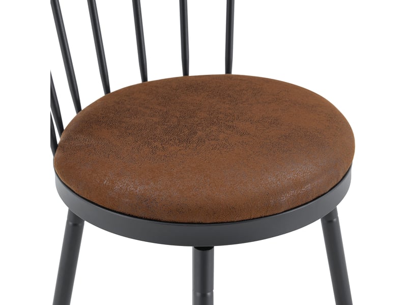  Tabouret de bar haut 39x39x96 cm, chaise de bar, style windsor, assise ronde, pour comptoir, structure métal, marron  - Conforama E