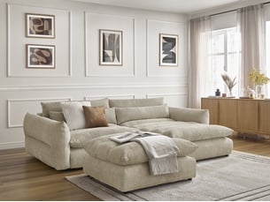 Canapé d'angle droit fixe <strong>BOBOCHIC</strong> <strong>NEIL</strong> 3 places Tissu Beige