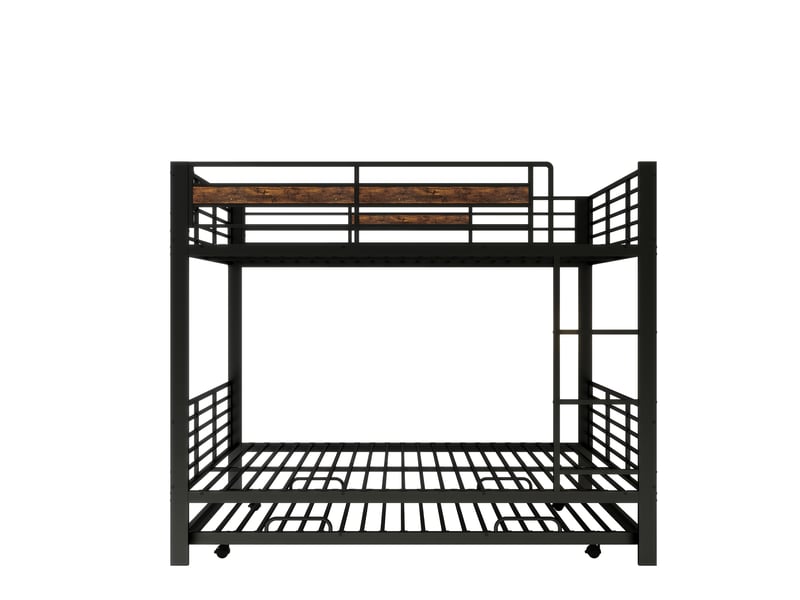  Lit superposé métal 140x200 cm avec lit gigogne noir métal chambre enfant et adolescent garde-corps et échelle Sol Morn - Conforama A