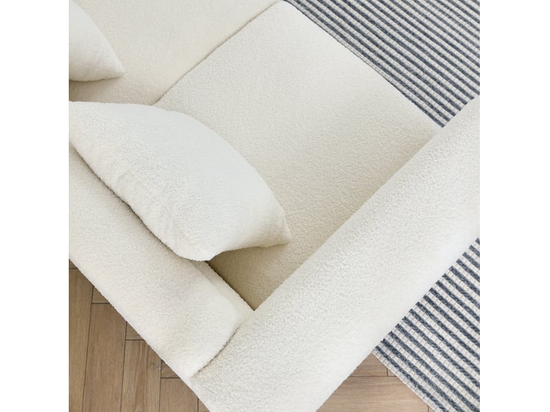  Canapé 2 places 152x81x71 cm en tissu teddy blanc avec pieds en métal doré chicfurn  - Conforama E
