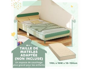 Lit simple 90x190 cm <strong></strong>  <strong></strong> coloris vert