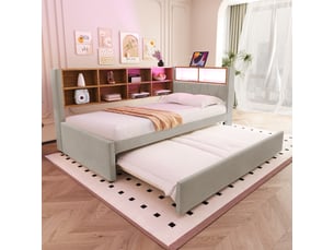 Lit banquette 90x200 cm <strong>SAPGAKS</strong>  <strong></strong> coloris gris