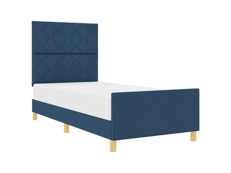  Lit simple- lit adulte -  cadre de lit avec tête de lit bleu 100 x 200 cm tissu  - Conforama A