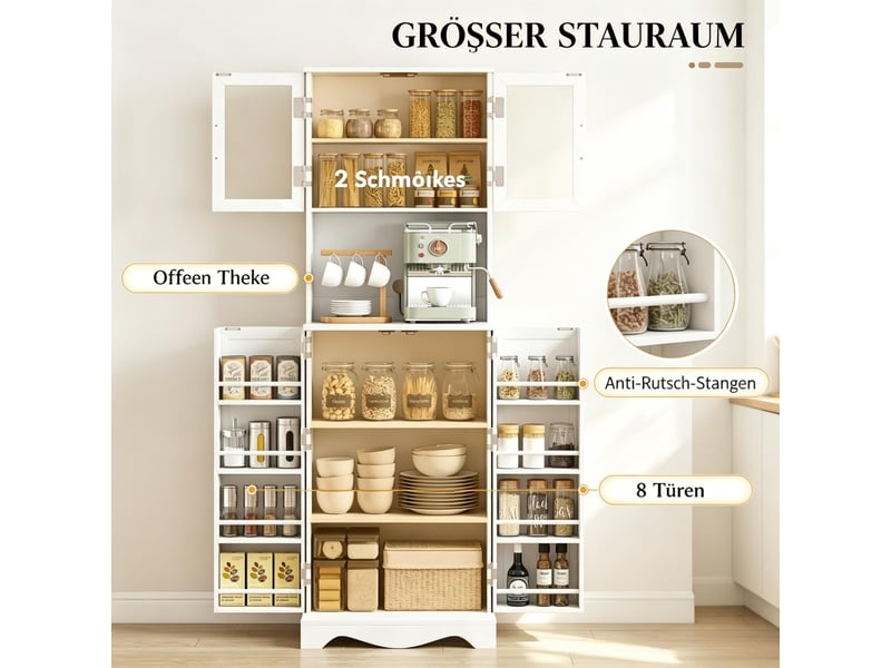  Buffet haut de cuisine 4 portes avec passe-câbles blanc 60 x 39.5 x 179.6 cm T5828S00074 - Conforama D